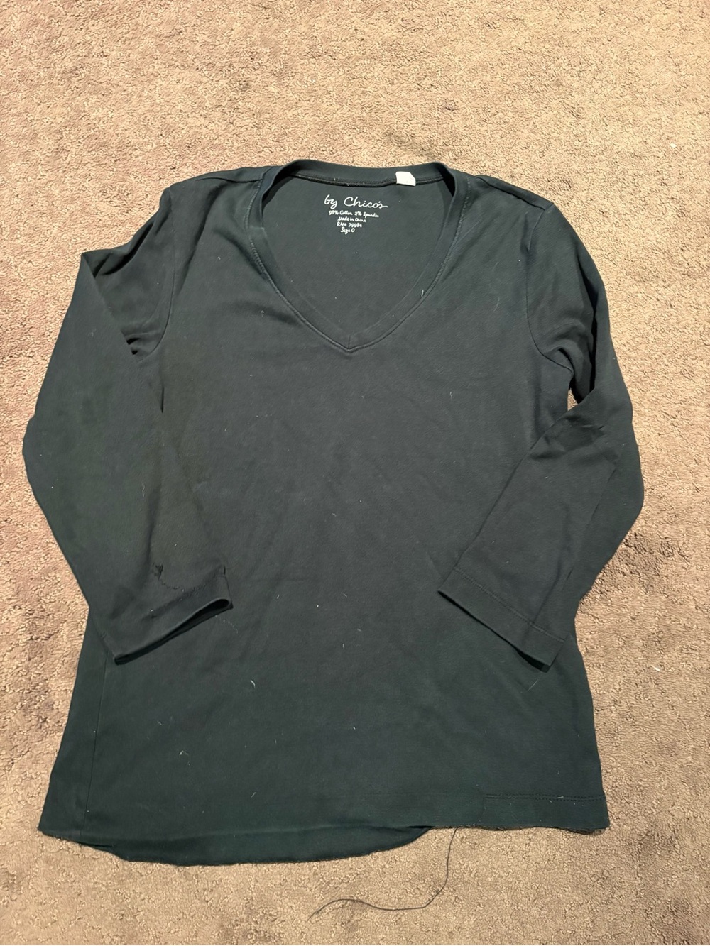 Chico's Black V-Neck Long Sleeve Top
